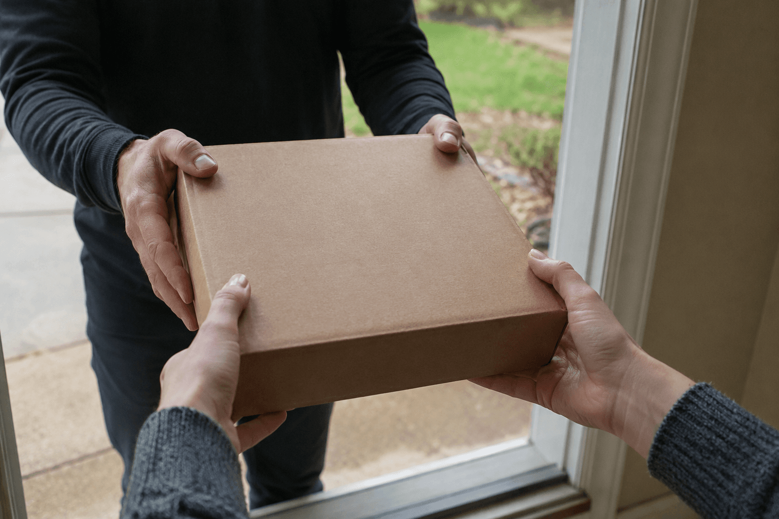 A package delivered to a home doorstep