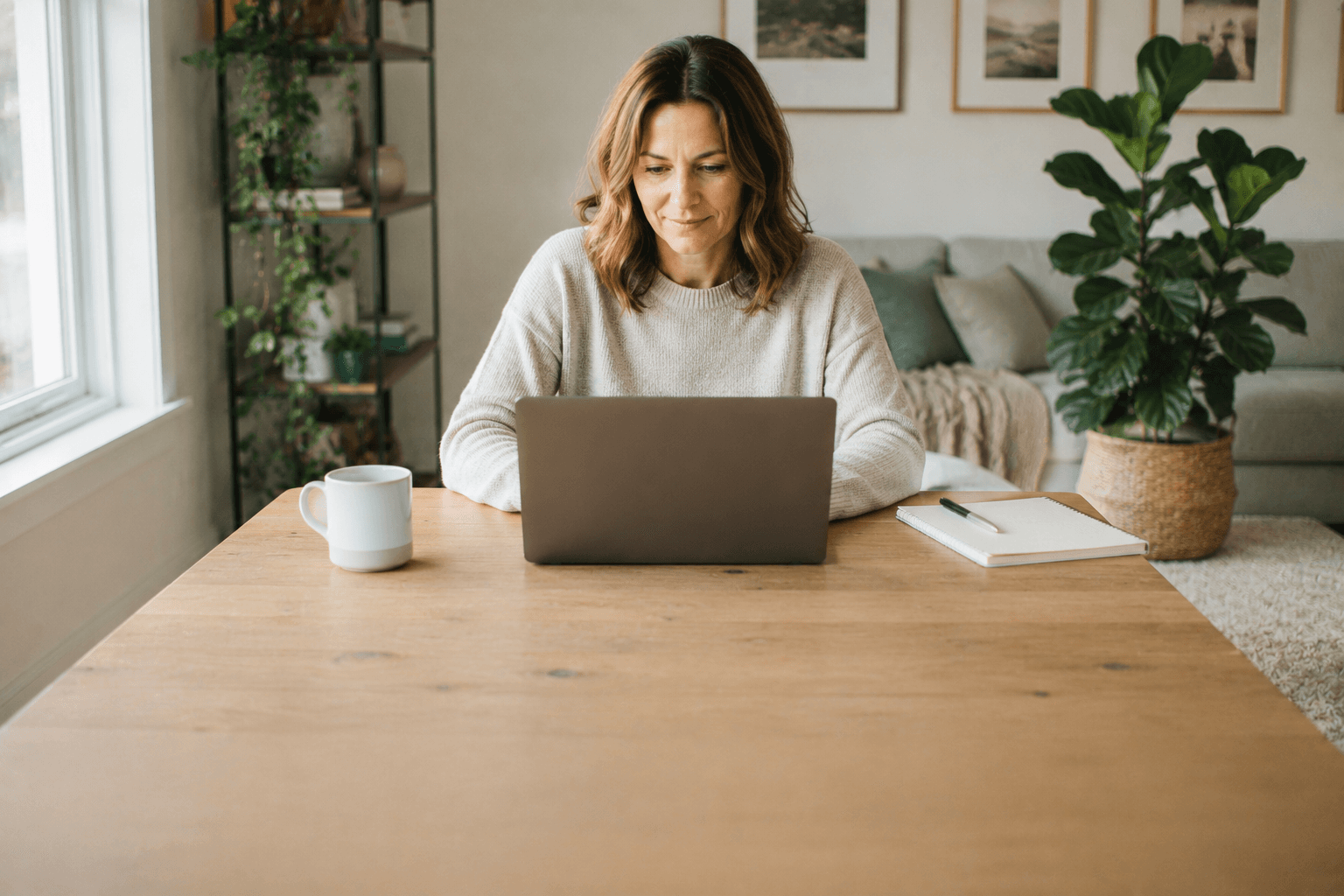 A person completing an online medical intake at home